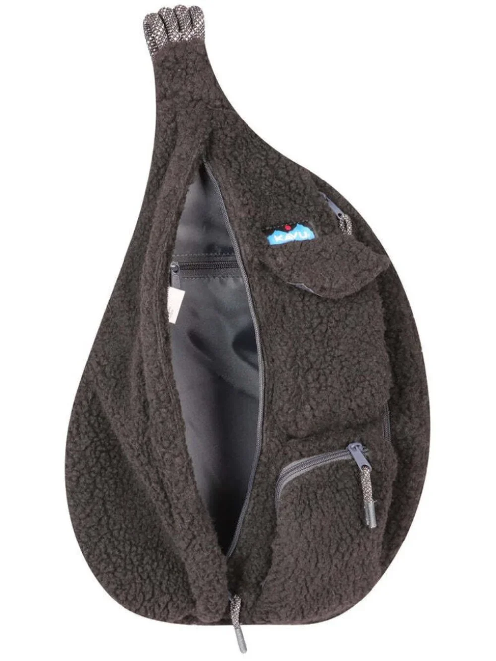 Kavu NWT Women's Black Mini Rope Sherpa Fleece Backpack, H-16